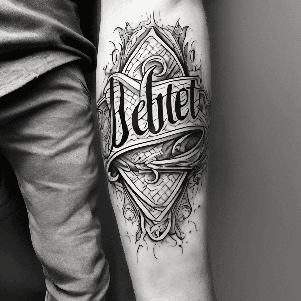 The name Dent in cursive with small 3 or checkered flag beside it