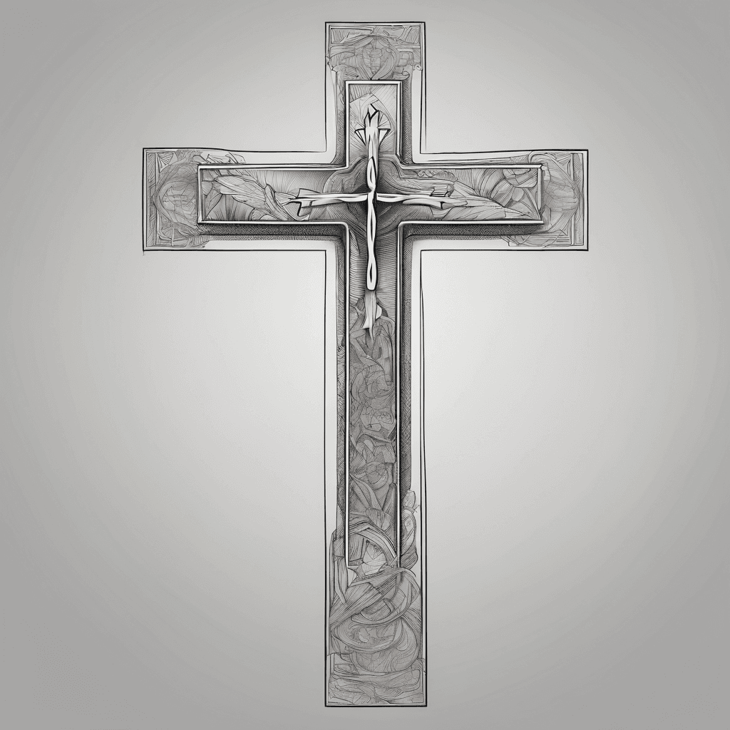 Thin line cross with Bible verse along about half that wraps around forearm