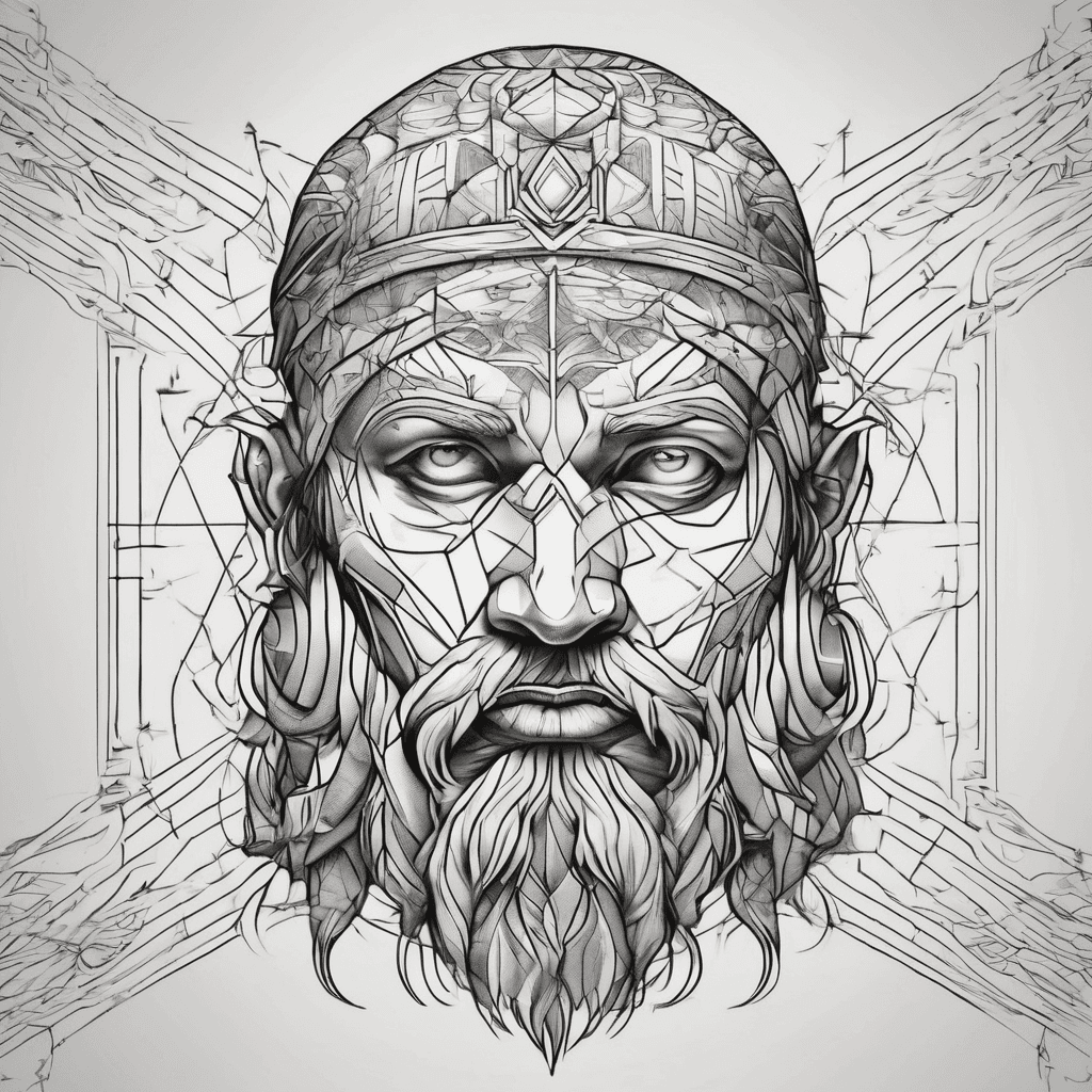 Dyonisus face tatto geometric