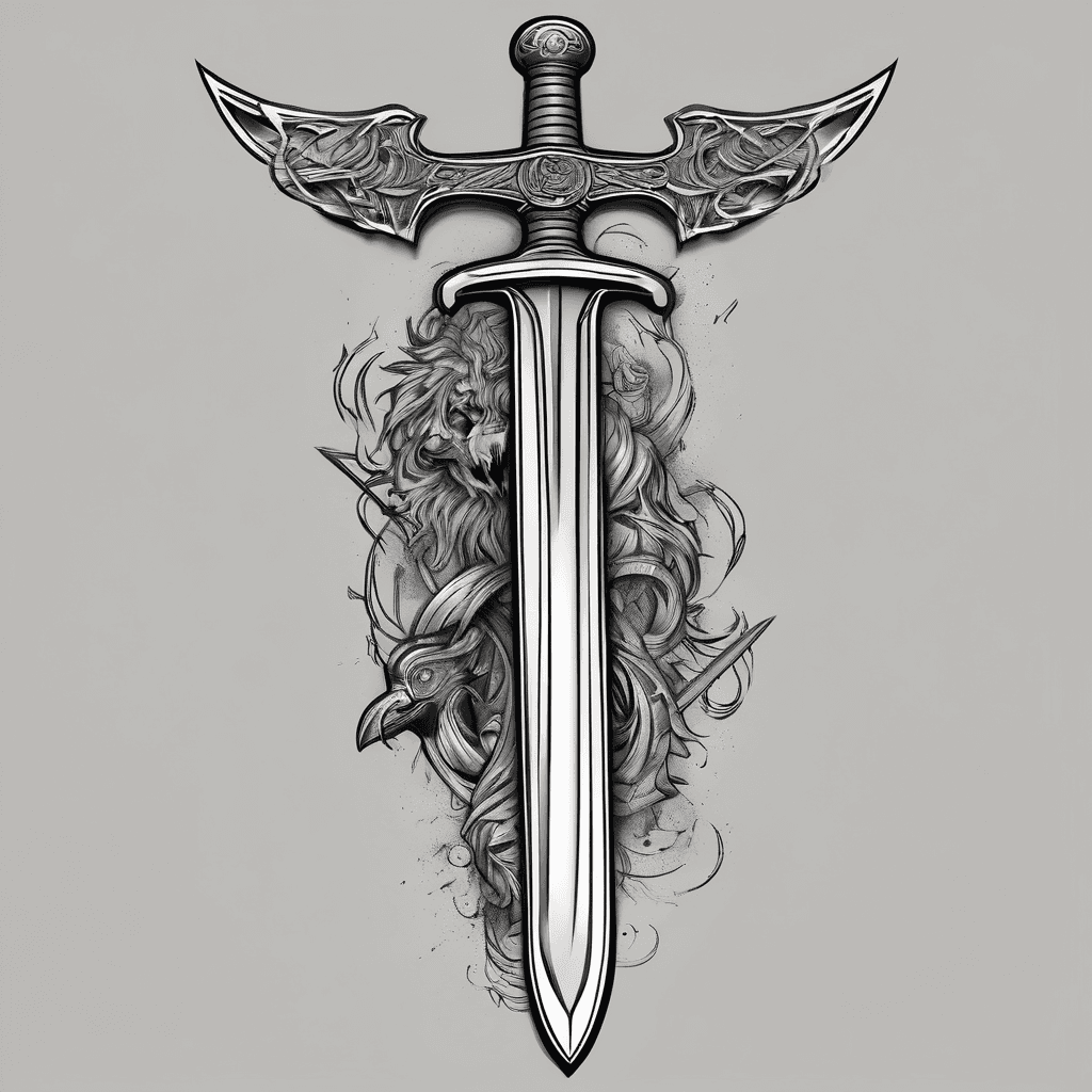 A Viking sword with a raven wrapped around it, on the back