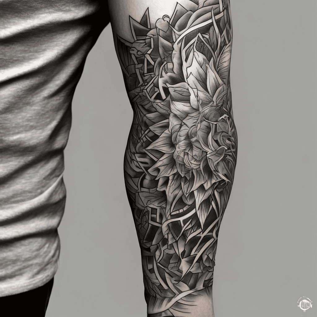 Half sleeve, elbow to wrist. Something about husstling always grinding and being strong and emotional