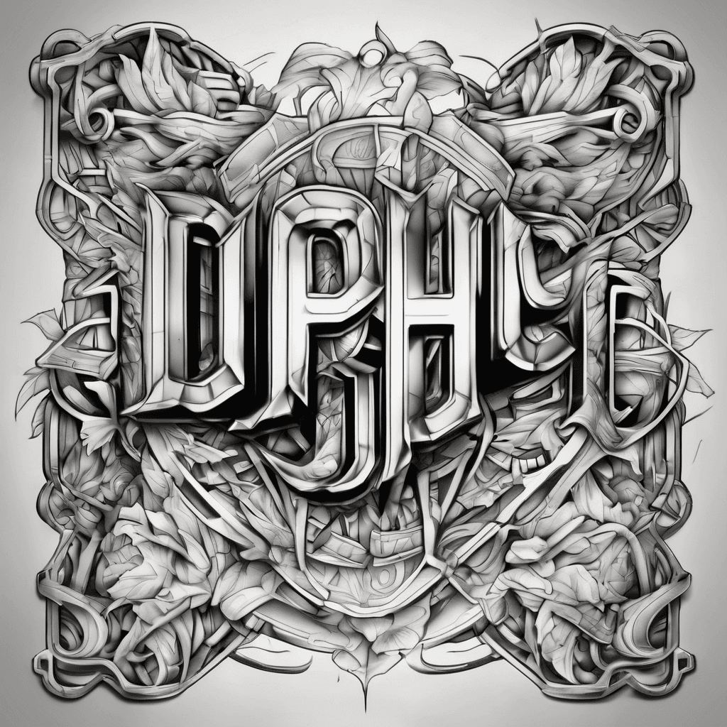 A clean tattoo design of the word 'DJCYPHER' in bold 3D lettering. The font should be clean, solid, and simple with distinct, sharp edges and clear depth. Isolated on a solid, plain white background, flash sheet style. Clear lighting and subtle shadows to emphasize the 3D pop effect."