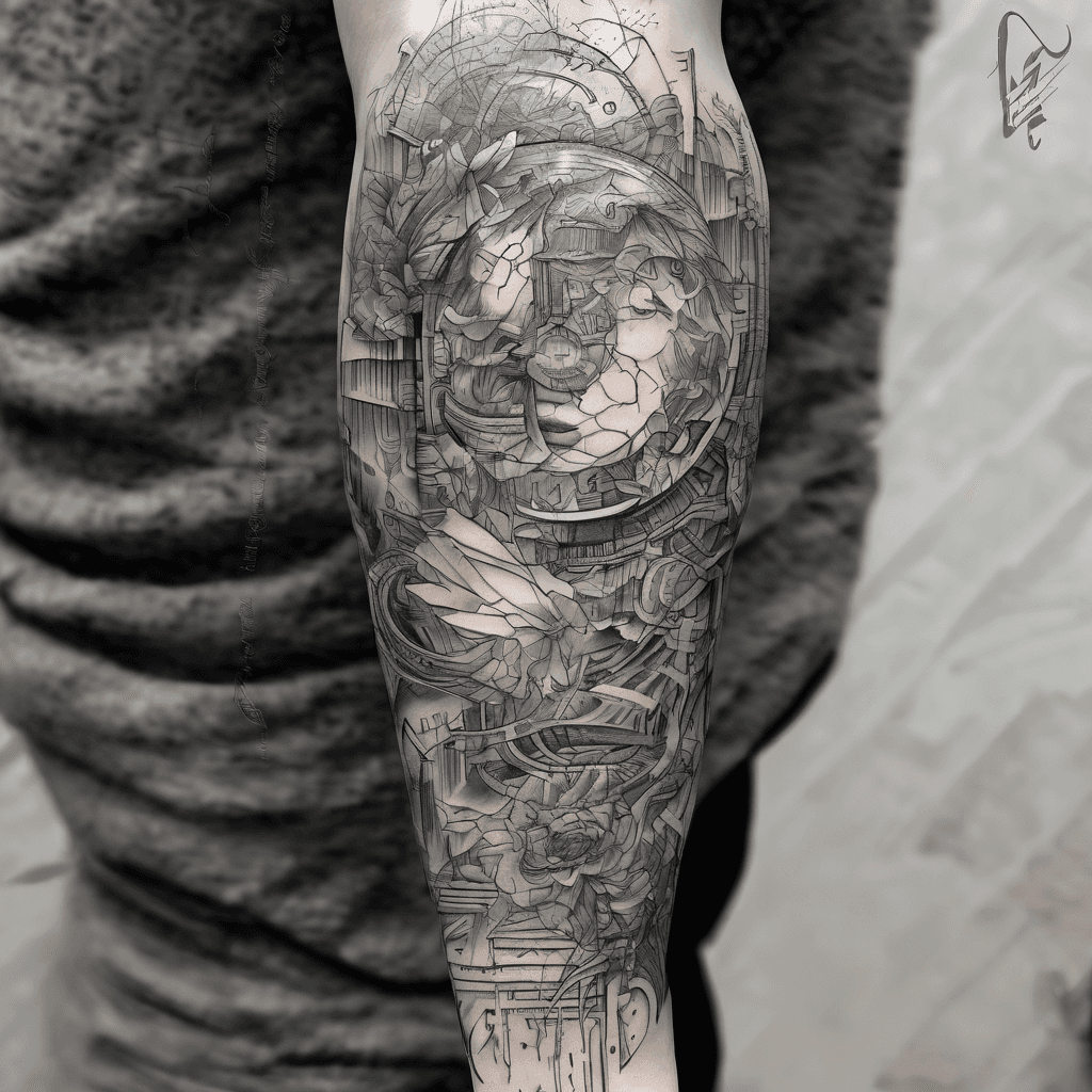 II want to design a full arm sleeve tattoo that has the appearance of a picture or an image but is actually made out of lots of thoughtful and inspirational words and phrases that people have said over the years