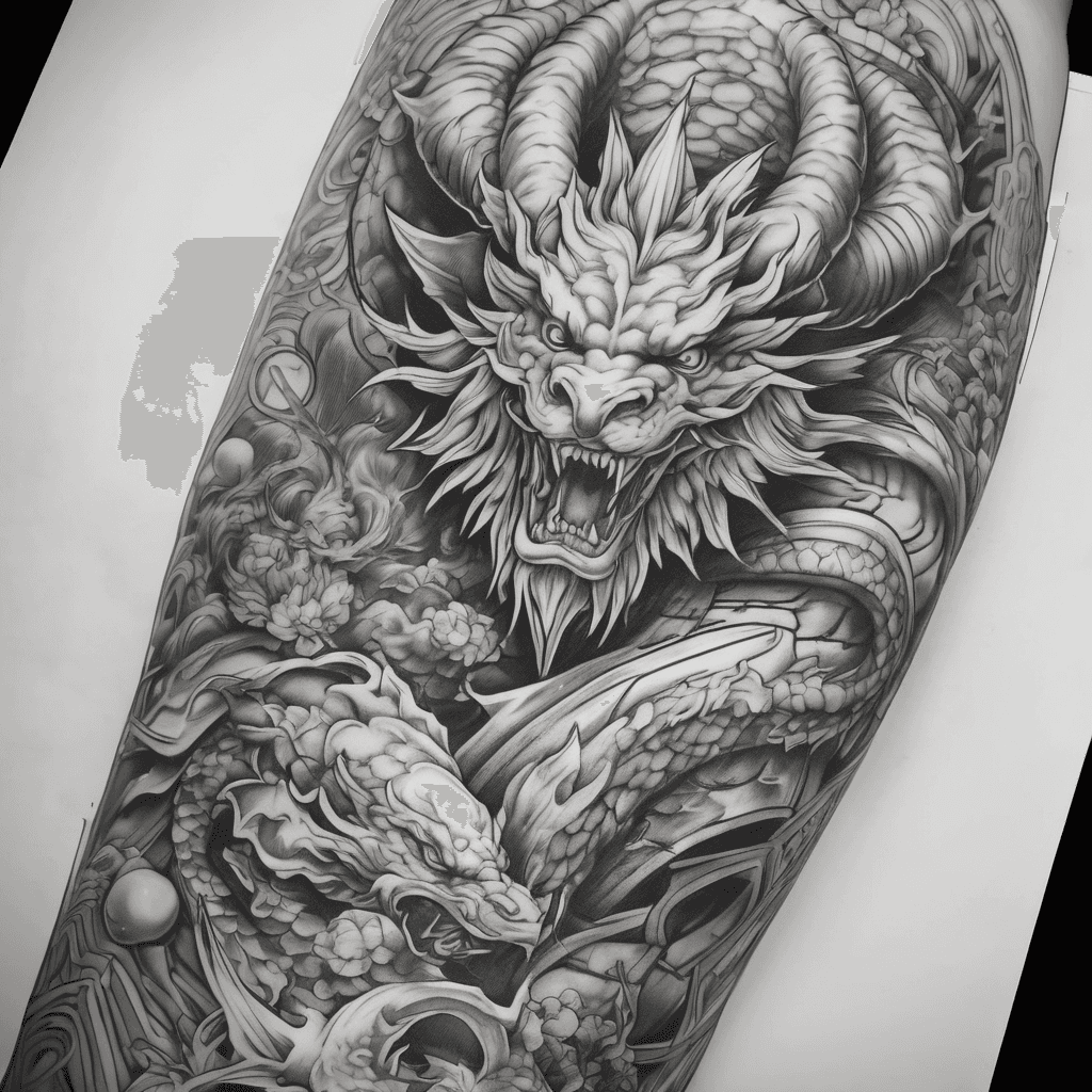 arm sleeve showing the pantheon of summons from the game series "final fantasy" including bahamut, ifrit, shiva, leviathan and odin