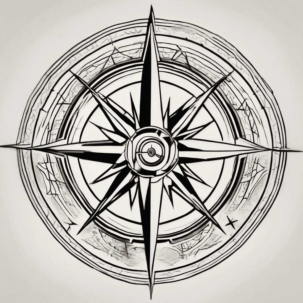 Minimalistictattoo of a compass rose combinedwithamountain range