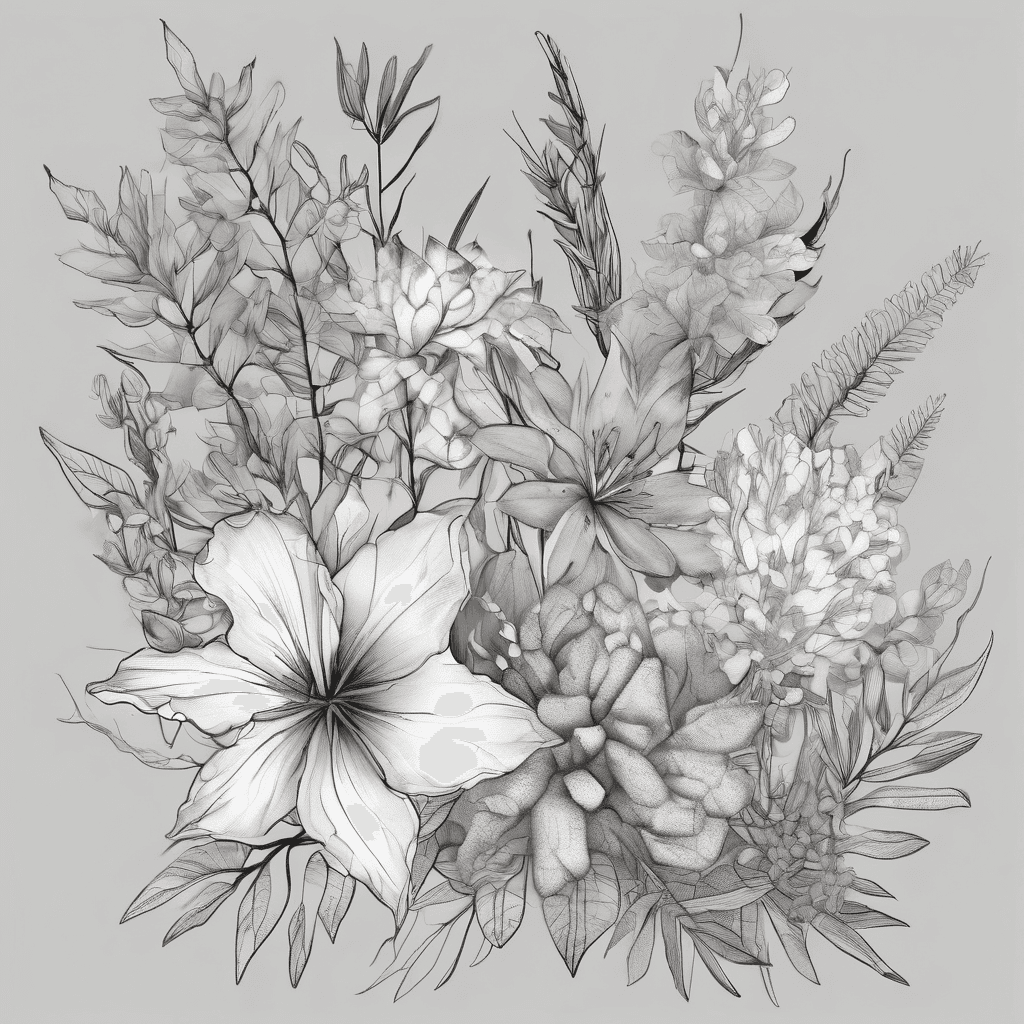 Floral Australian plants mostly leafy fine line but some slightly darker to too fit in with existing tattoos