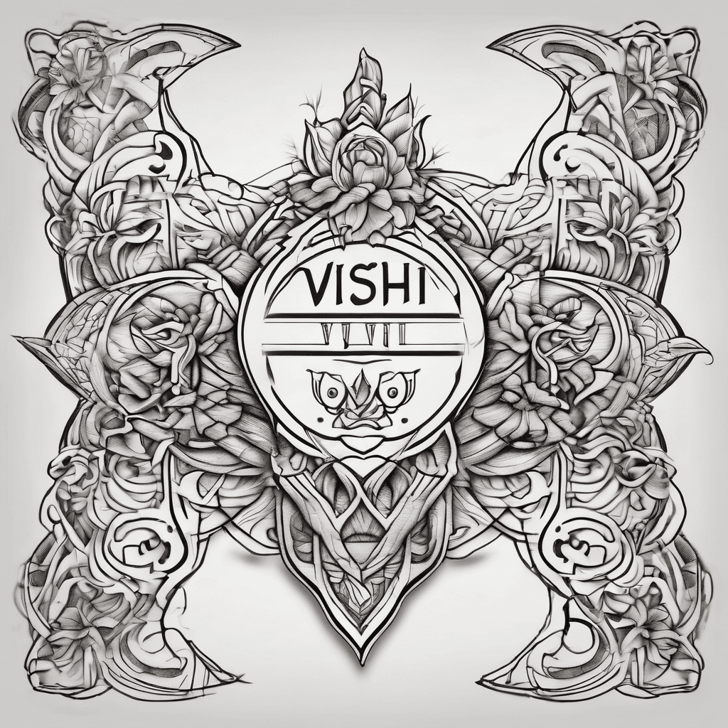 A beautiful tattoo design featuring the name "Vishi" in elegant lettering