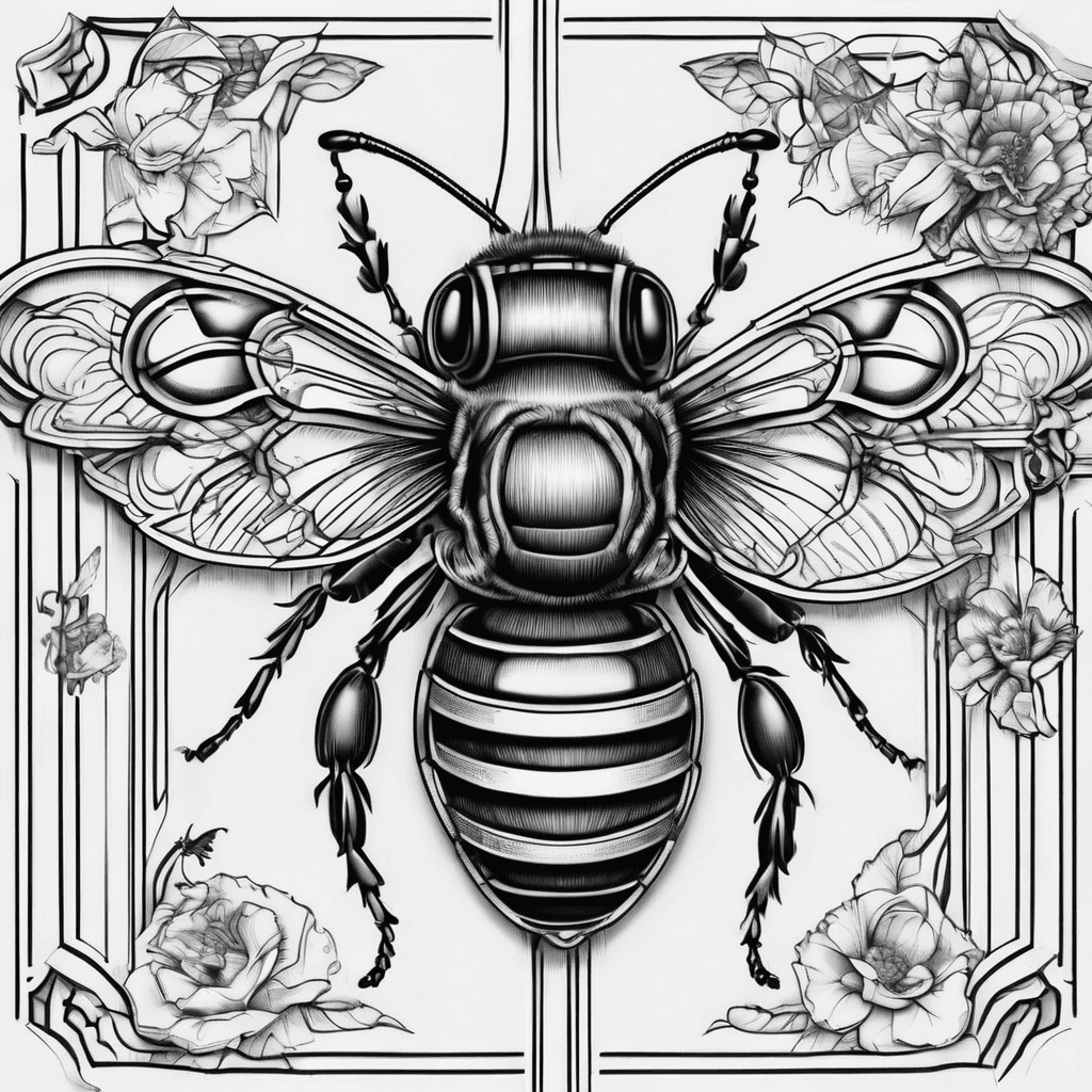 Capital L followed by curly vertical lines leading to a bumble bee