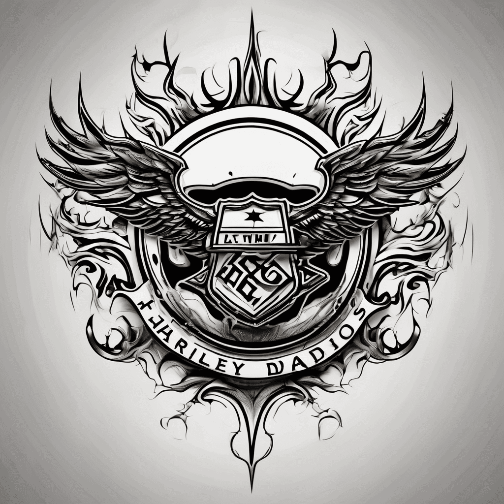 Harley Davidson logo coming out of skin with flames