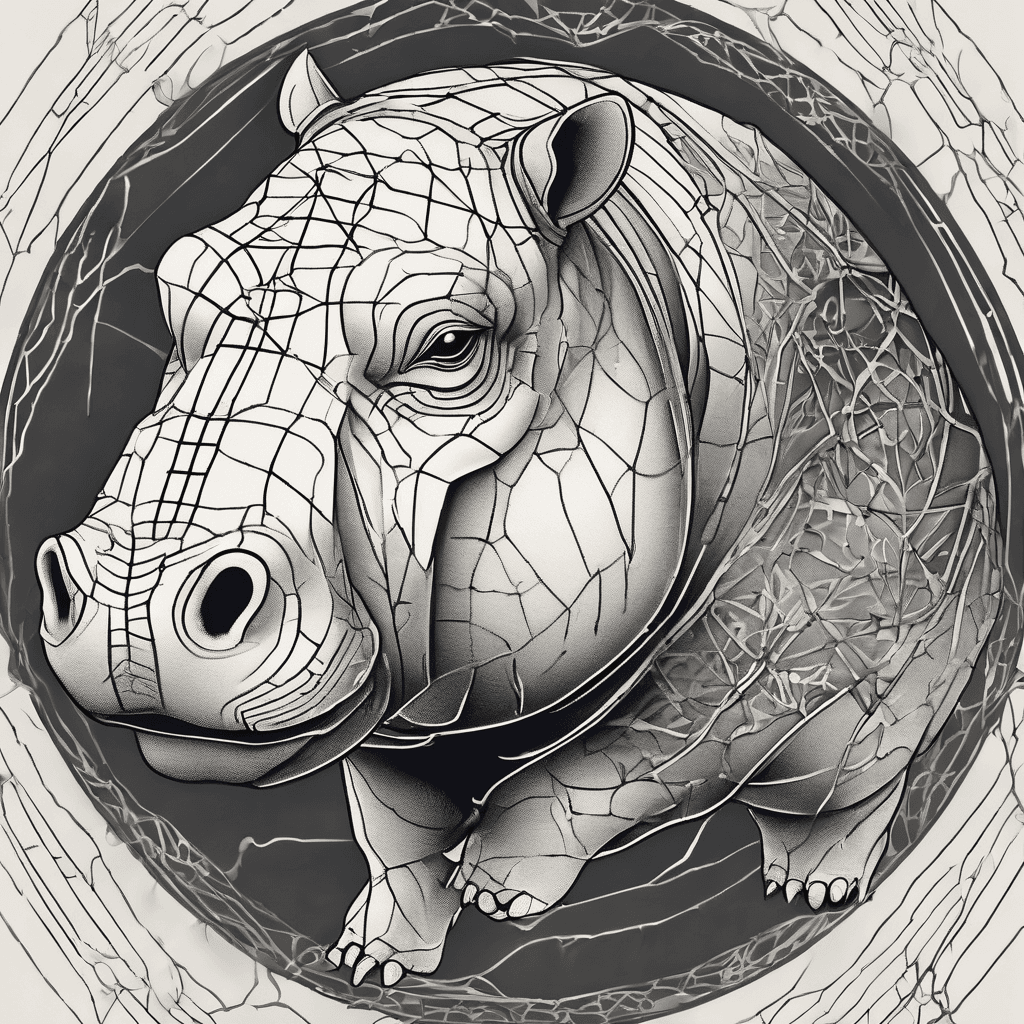 Japanese kintsugi hippo tattoo