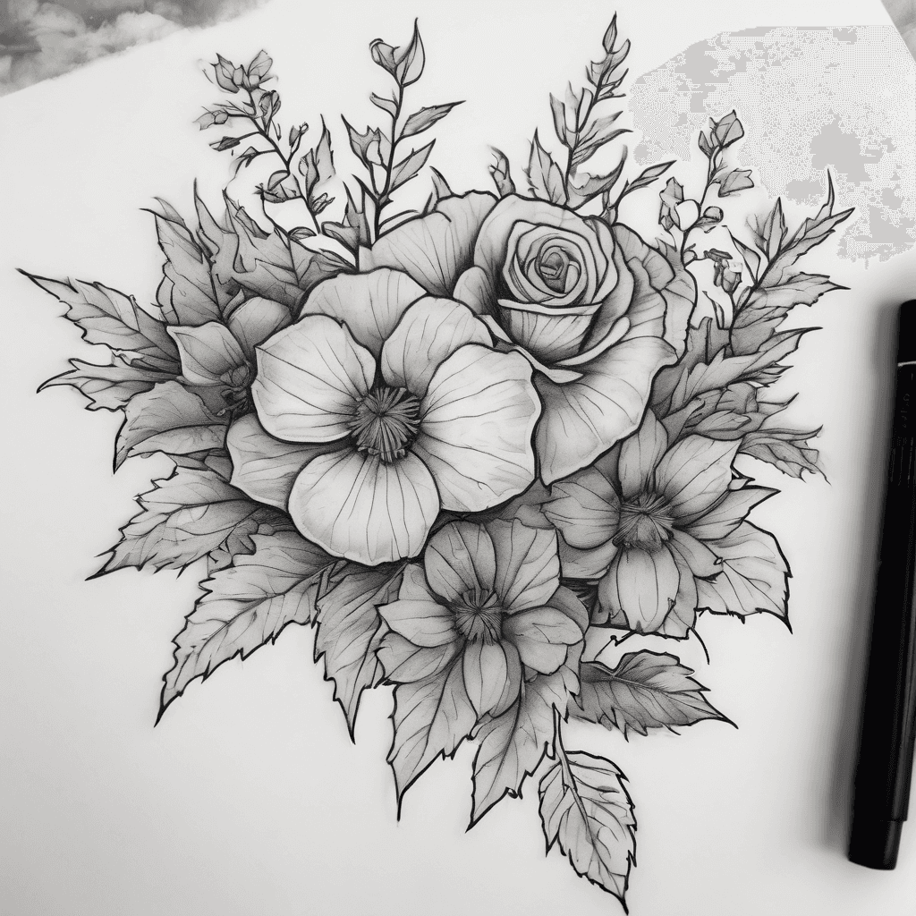 A spooky floral greenery minimalist with slight shading design to wrap from my lower inner forearm around my wrist to the top of my hand. Think spooky, fall, Halloween vibes