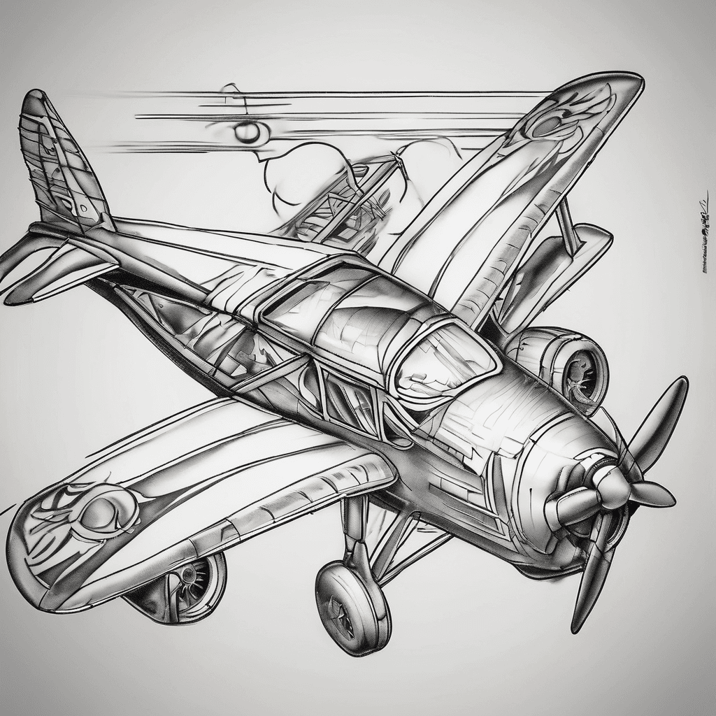 sling airplane. There is a sling TSi airplane. tail number N719DZ. Make me a tattoo of it. no human. simple tattoo.