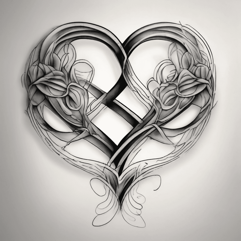 two hearts aligned like the infinity symbol, looks like an infinity symbol from far away, but up close it is formed by two hearts