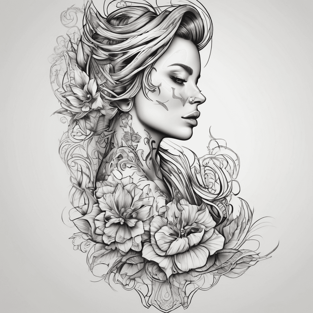 A beautiful tattoo design featuring the name "Ilona" in elegant lettering