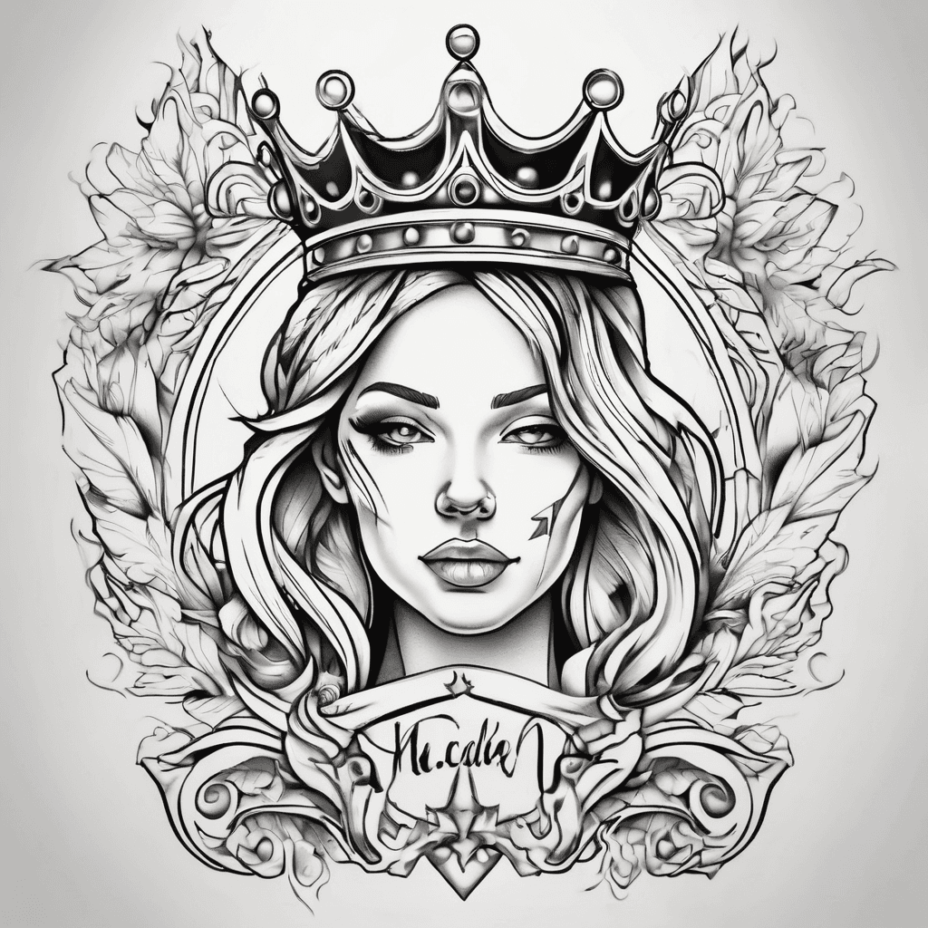 create me a tattoo design with the names Adrien,Michaela with a crown