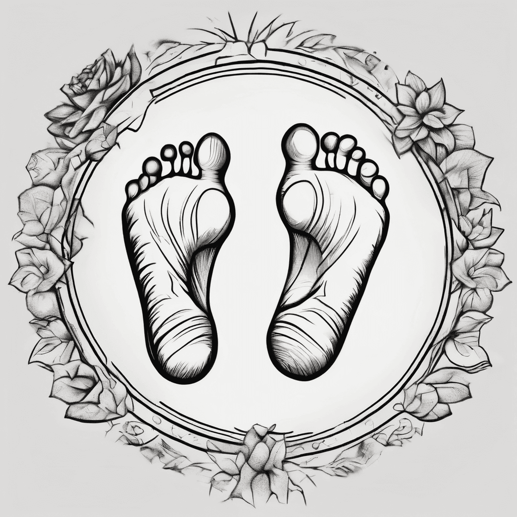 3 baby’s foot prints and moms hand print