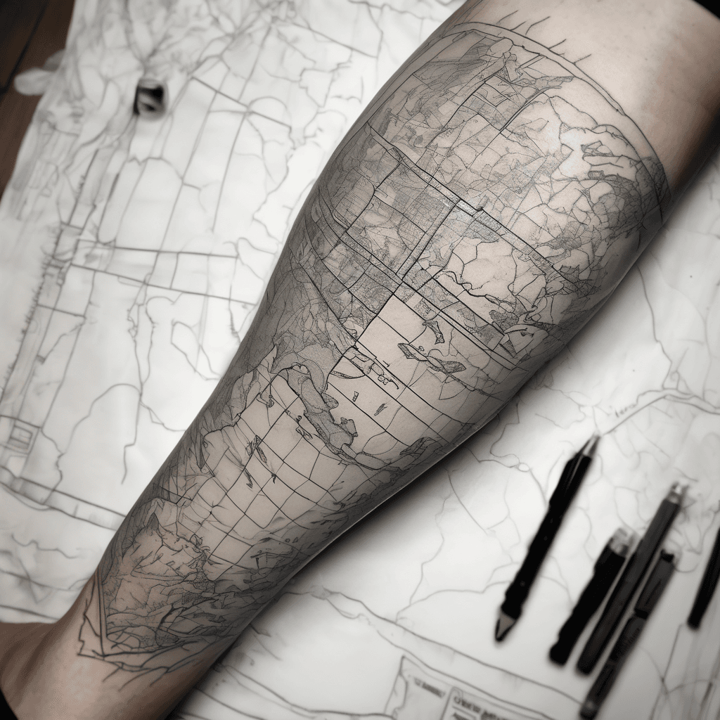 A leg sleeve with a map background tying in hints of the west and east coast and small hints of my journey in the Air Force