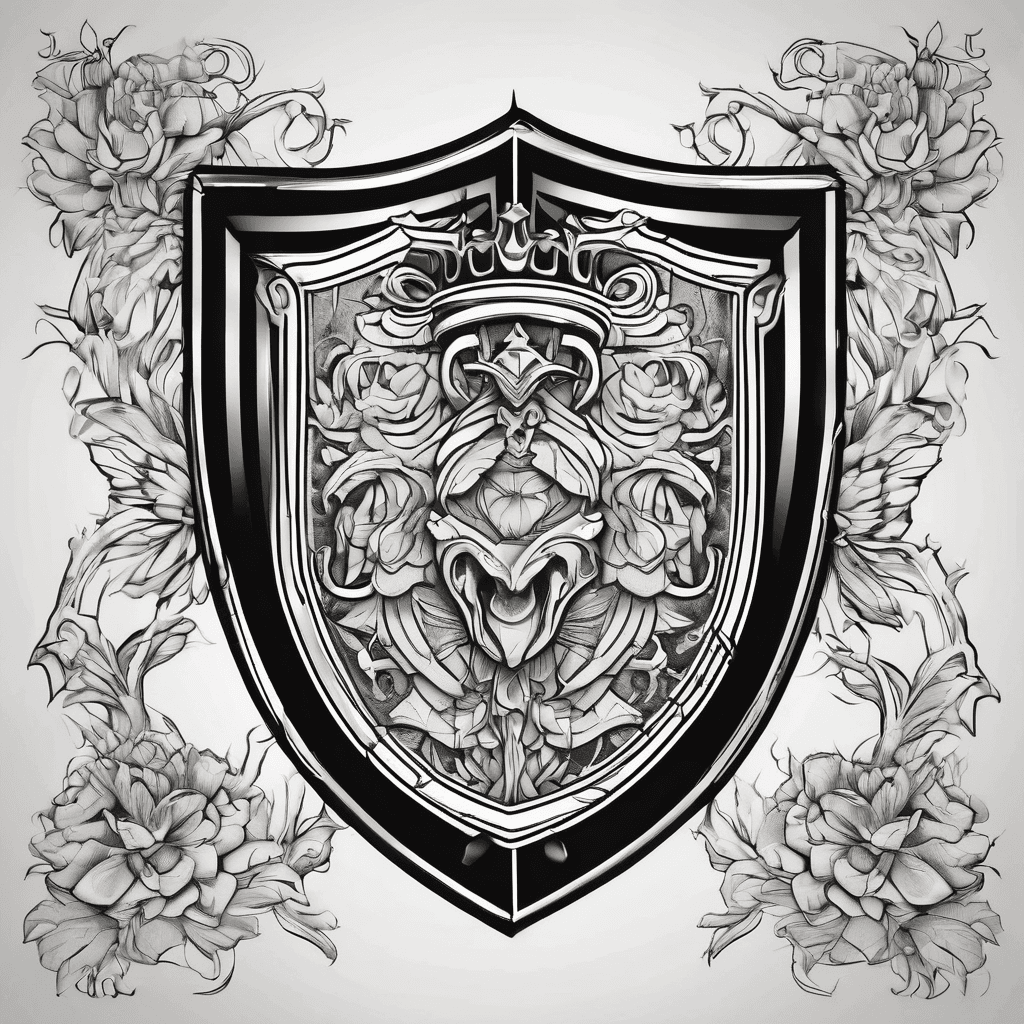 Big shield with flowers and a crown handing off the corner edge