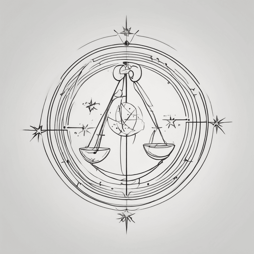 A minimalist fine line tattoo design for the Libra Star constellation with the name Zayden included