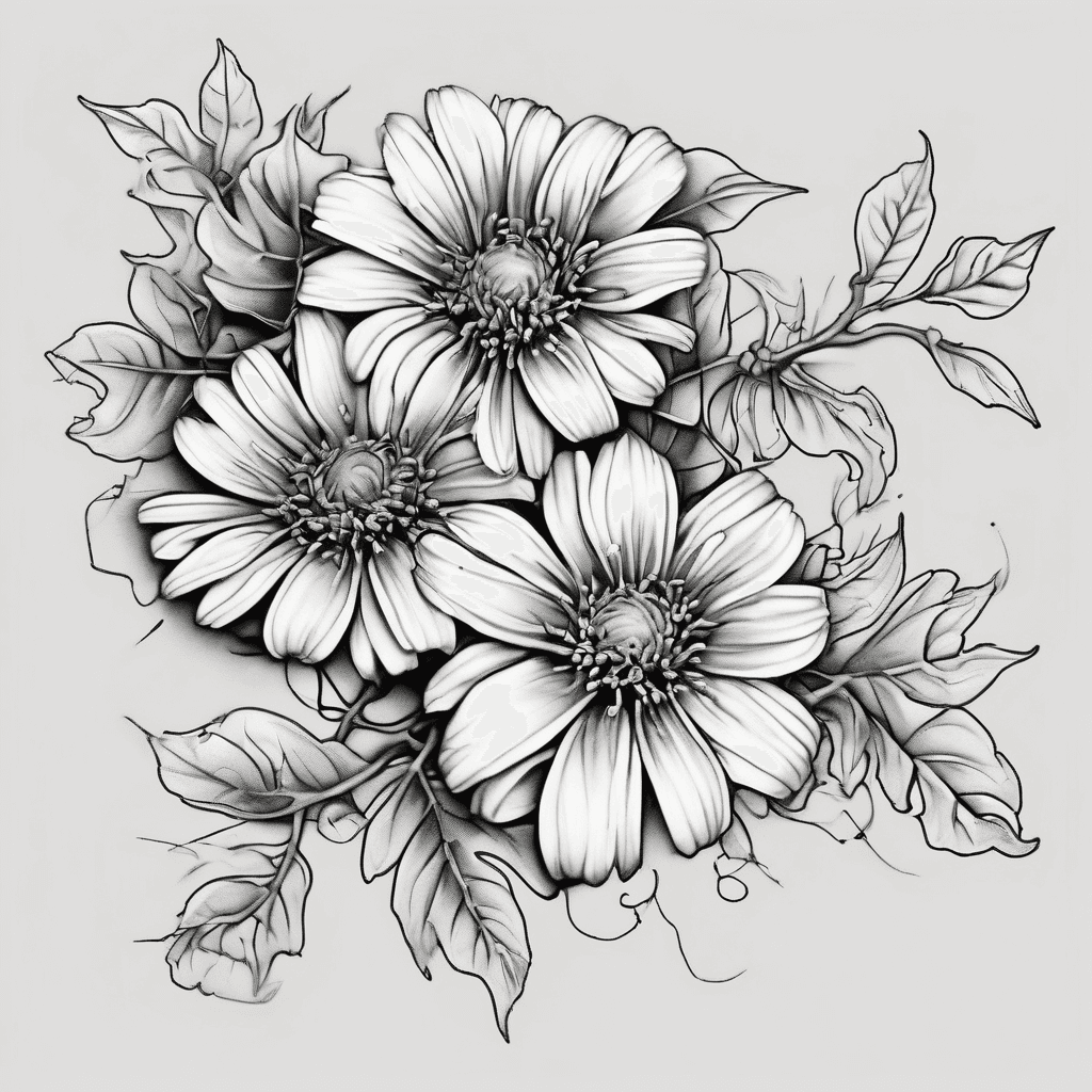 Vines circling top of shoulder with asters leaves and chemical bonds/ structures for an elegant chemical engineering tattoo