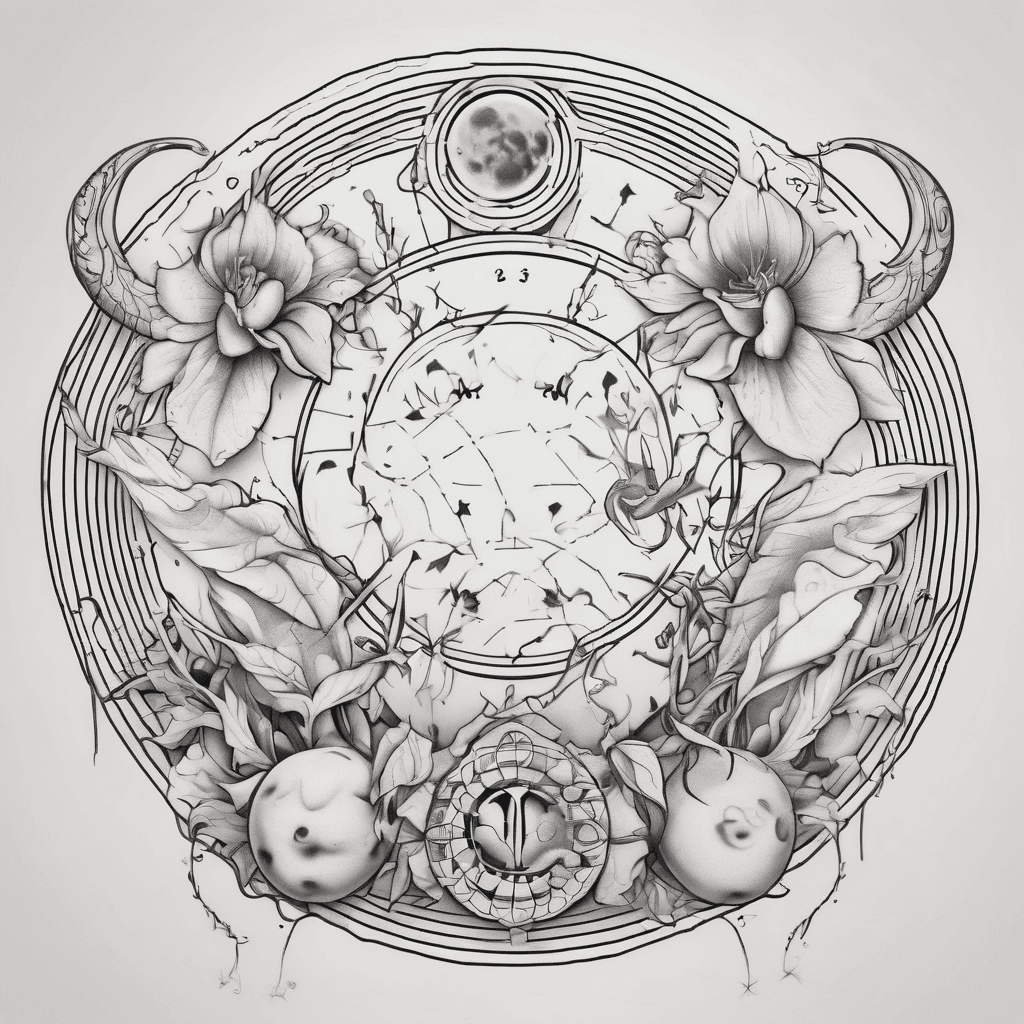 a feminine cancer zodiac tattoo with glyph and moon phases