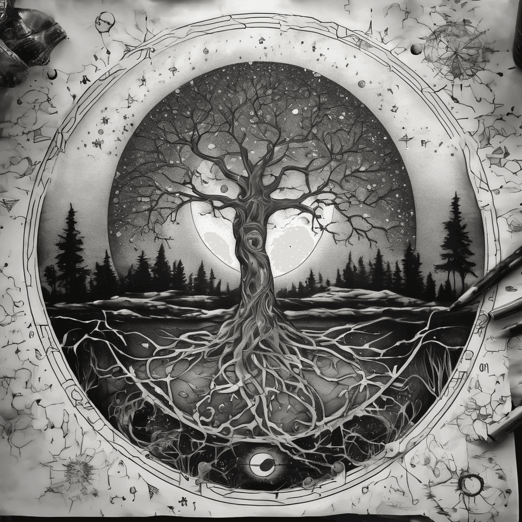 spirituality tree, full moon, fibonachi,multiverse, cosmic horizon, frequency, vibration, quantum field, constellation, observer effect, evolution, cycle, rebirth, synchronicity, consciousness, awareness, perception, soul, spirit, higher self, mind, ego, illusion (maya), awakening, enlightenment, oneness, duality, polarity, manifestation, intention, resonance, alignment, chi (qi), prana, life force, aura, chakra, meridians, frequency shift, ascension, grounding,matrix, divine blueprint
