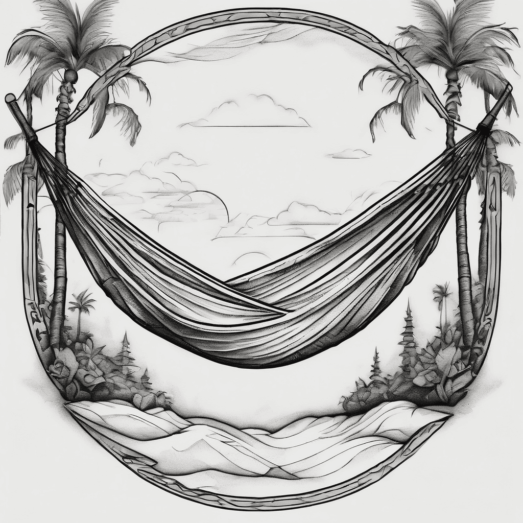 I want a hammock kind of symbolism with the phrase dolce far niente in a rectangle kind of shape without the actual lines of the rectangle