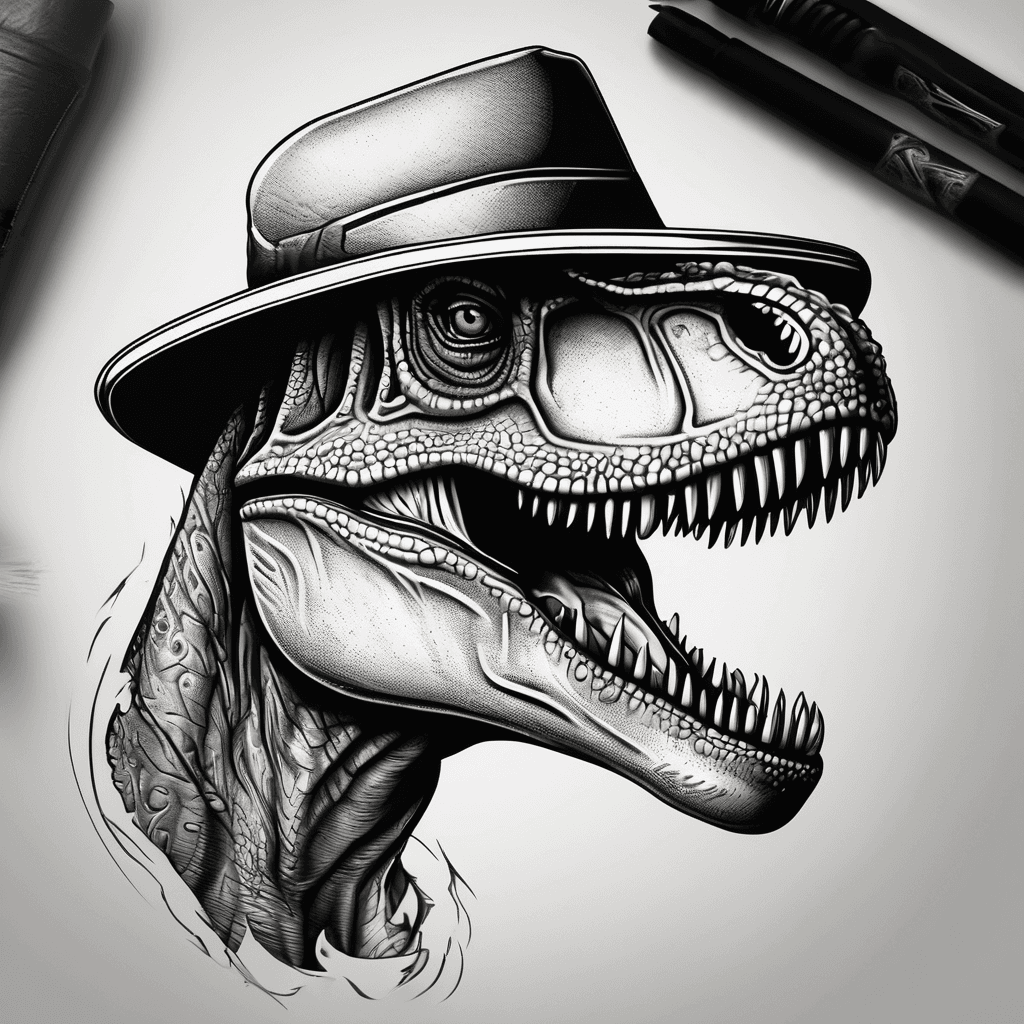 T Rex con monocultivo bastón y sombrero de copa