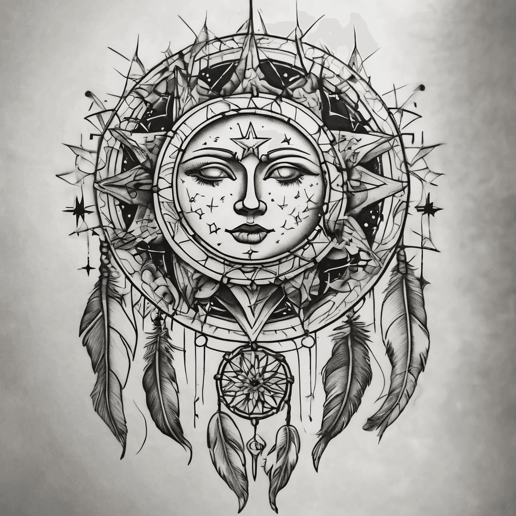 Sun and moon dream catcher with stars my kids names Jeredan, Joey, Tony, Trinity, And Robbie