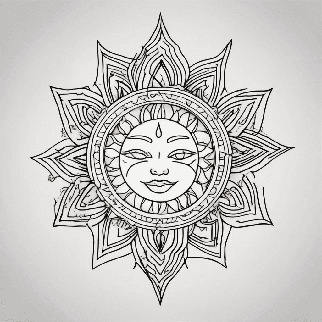 A dainty and small fine line minimalistic sun tattoo inspired by Tangled