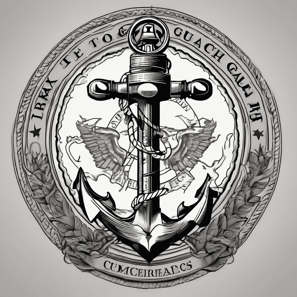 draw me a tattoo that represents coast guard chief, texas, and medical caduceus