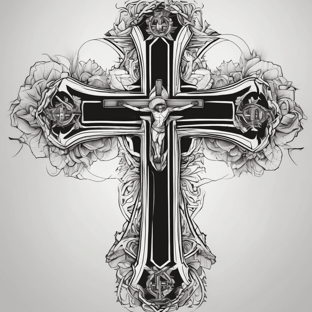 A cross with the quote I am the color red in a world full of black and white