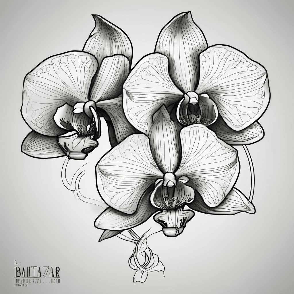 orchid with hearts and ribbon with the name baltazar