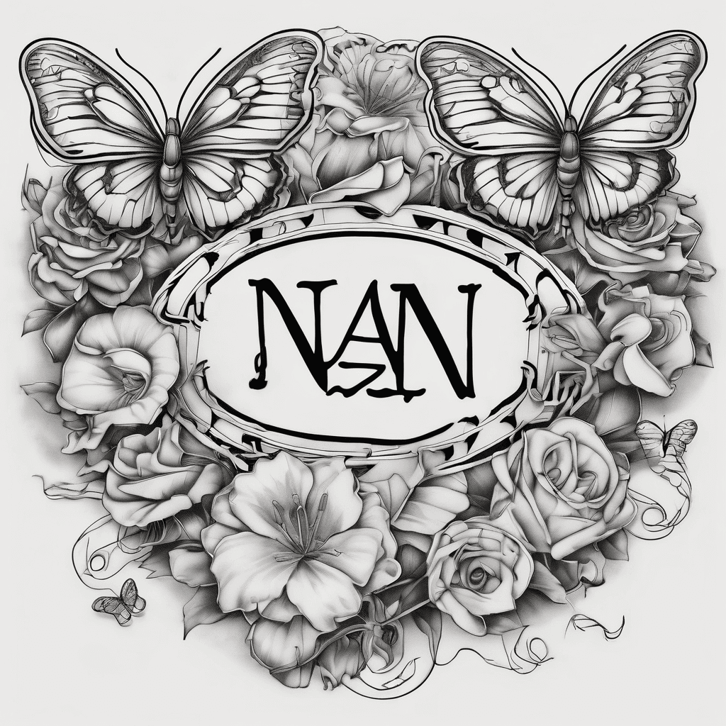 Delicate writing “Nan betty” in the middle with the years 1930-2021 underneath in a soft font and dainty butterflies around the writing