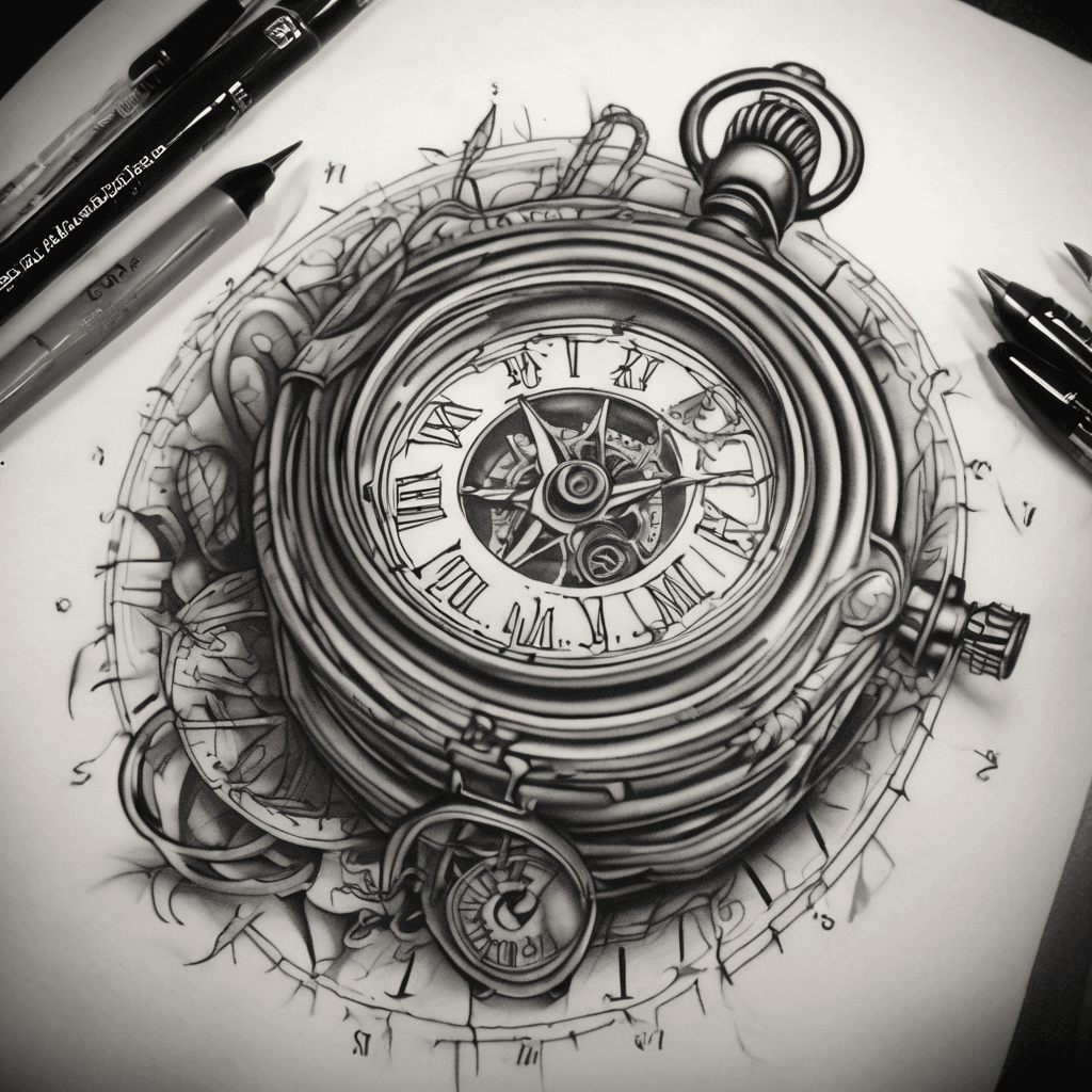 Steampunk pocketwatch and compass combined incorporating the names SHAWN & MARLYN with date 2006-11-18
