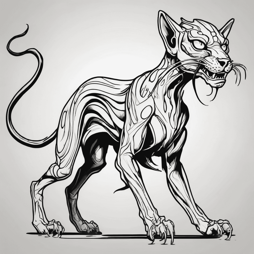 A displacer beast from dungeons and dragons as an American traditional pantger