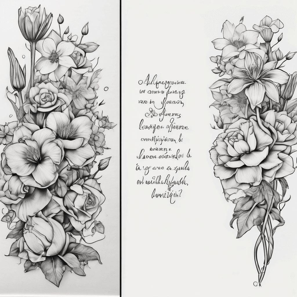 Bouquet of flowers with rose,daffodil,larkspur and water lily’s With quote everything happens for a reason for spine