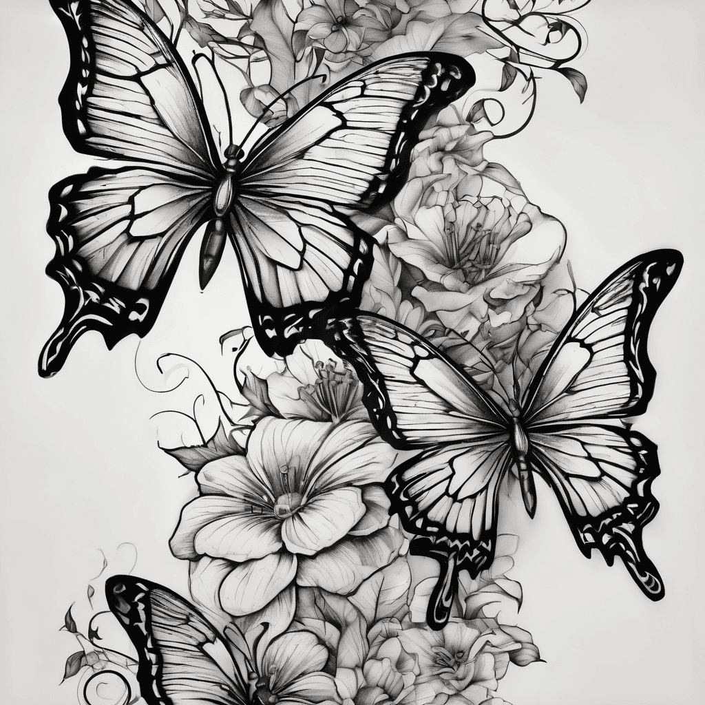 Butterflies flying around my leg with some perched on vines or flowers
