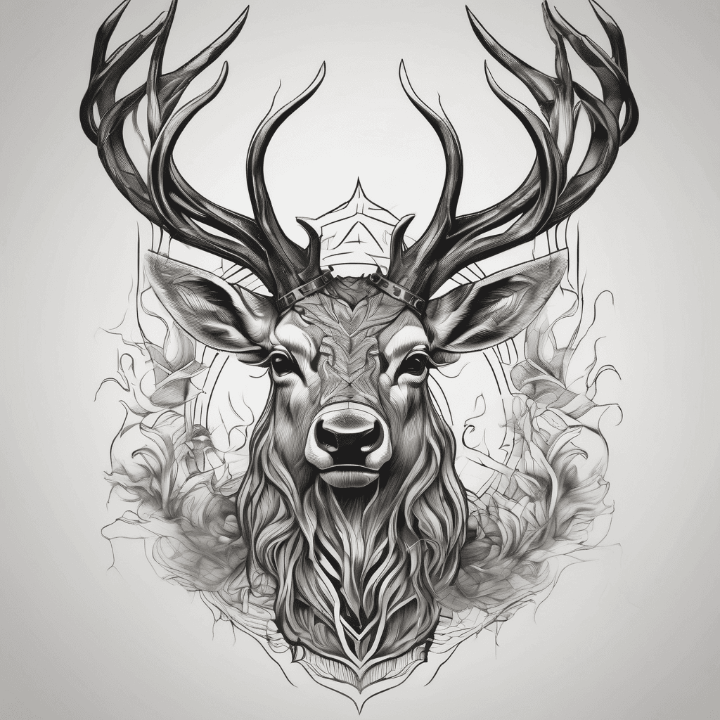 a mighty stag head with smoke in the background