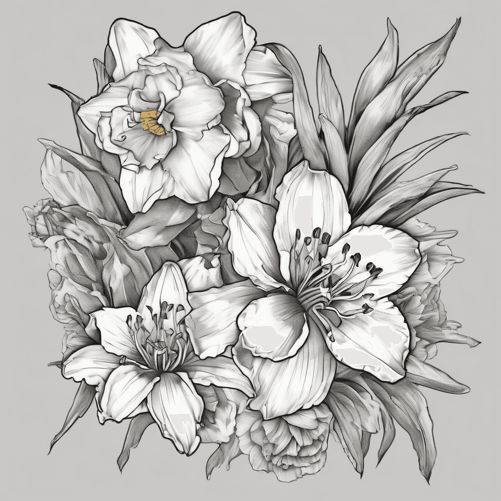 Aster, narcissus, daffodil, carnation, leopard shark