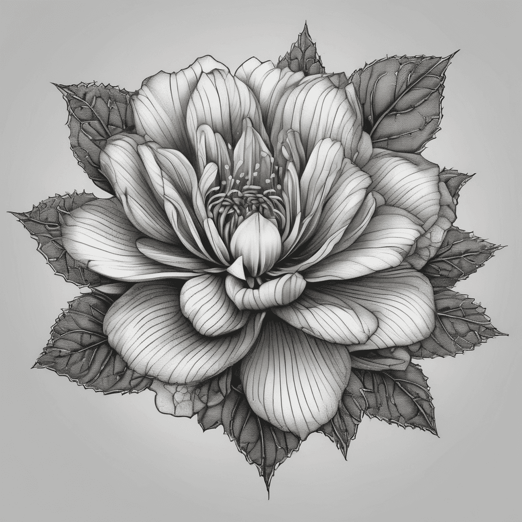 Dotwork flower that expands out with 3 layers