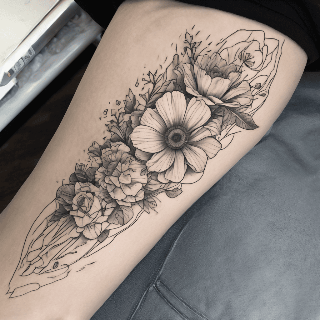A sentence in a minimal modern font on the back of the forearms. I was thinking to have one arm with "Flowers grow back," and on the other arm "even after they are stepped on."