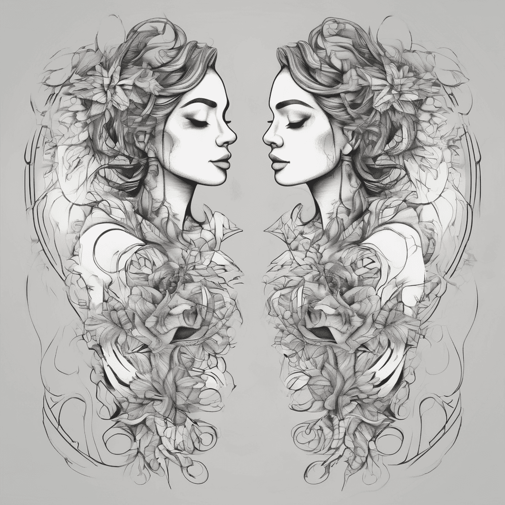 Matching couples tattoo symbolized by love, soulmates and family
