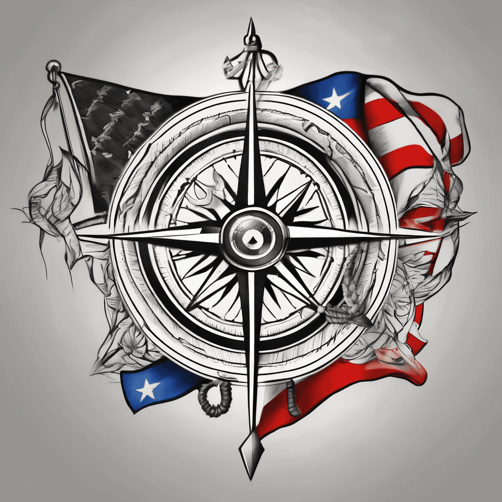 Compass, Anchor, American flag and Philippine flag