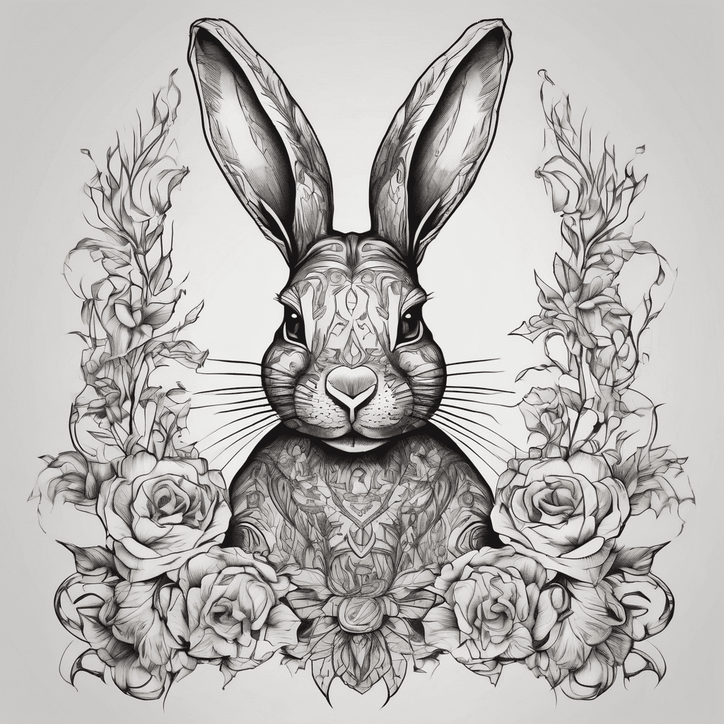 Medevial style bunny blackwork