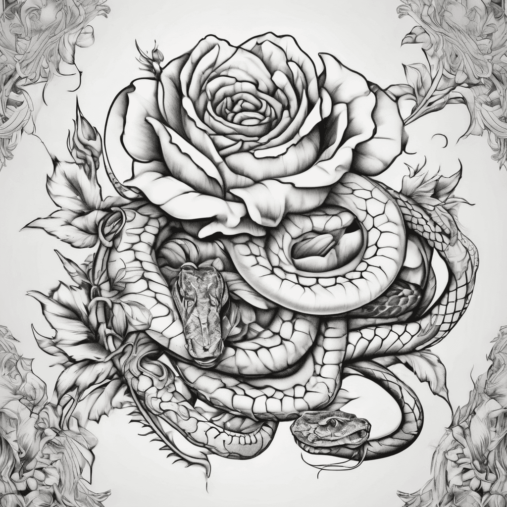 A floral tattoo with snakes, sternum tattoo