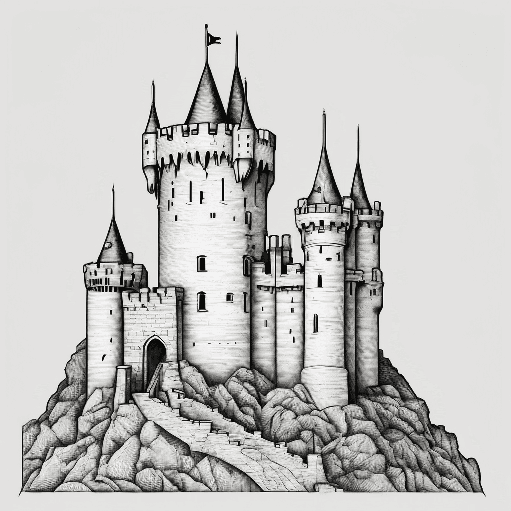 A simple single castle tower tattoo based on Conwy castle