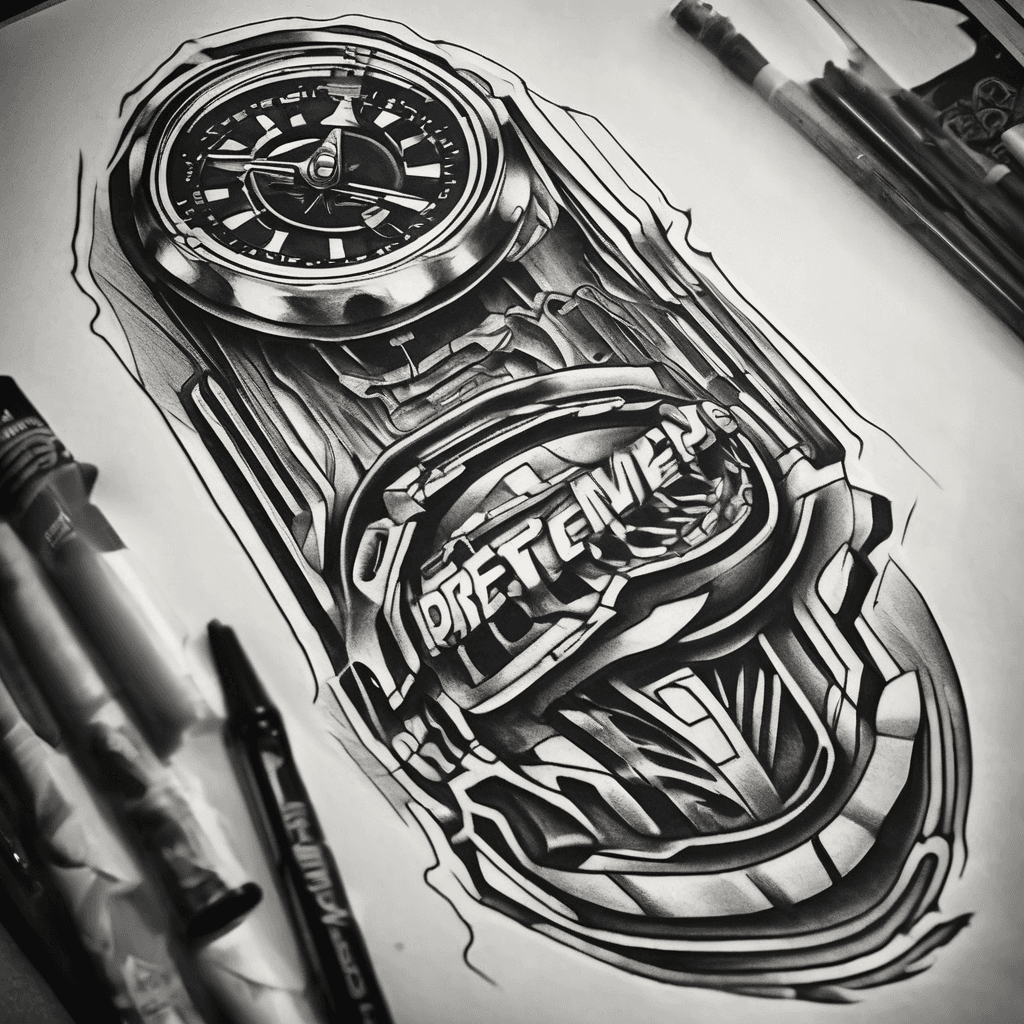 Create me a tattoo on this forearm with outlines of race tracks silverstone brands hatch oulton park and donnington