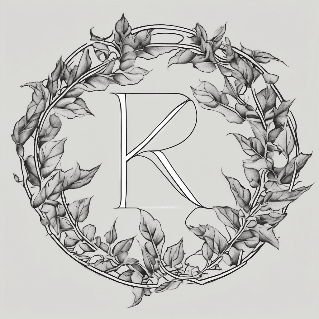 Intertwined vine leaves in a circle with the letters SDKD
