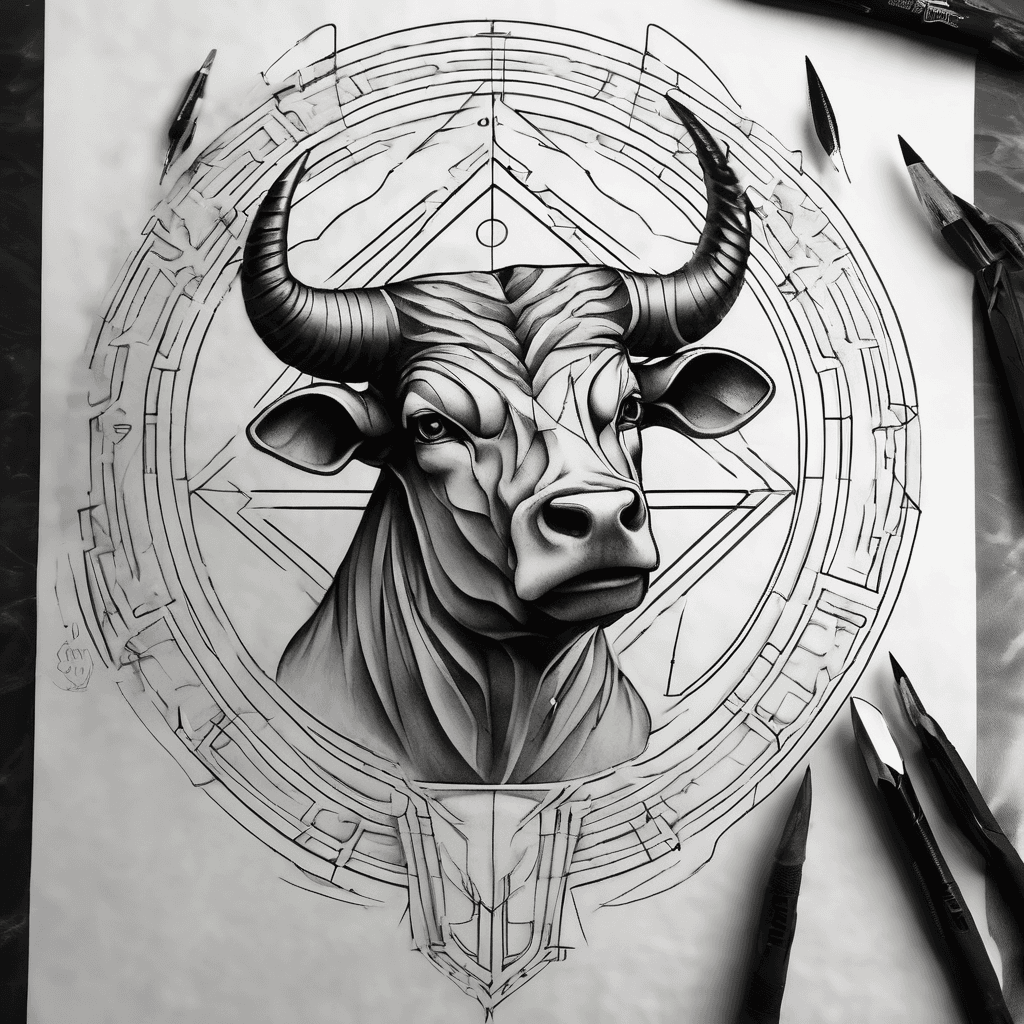 masculine Taurus - gemini cusp tattoo with a minimalist geometric design withe the roman numeral for 1991 incorporated in the design